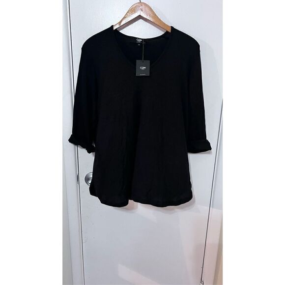 COIN 1804 BLACK RIBBED 3/4 BLOUSE NEW WOMENS SIZE 1X  NEW - Picture 3 of 9